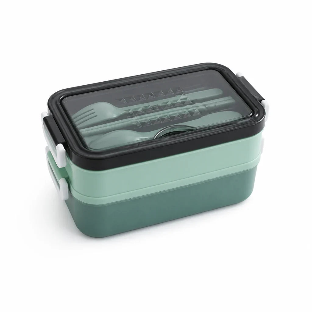 Lunchbox | Three-Compartment Double-Decker & Cutlery Included | 1.4L Capacity