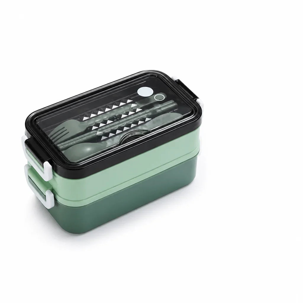 Lunchbox | Three-Compartment Double-Decker & Cutlery Included | 1.4L Capacity
