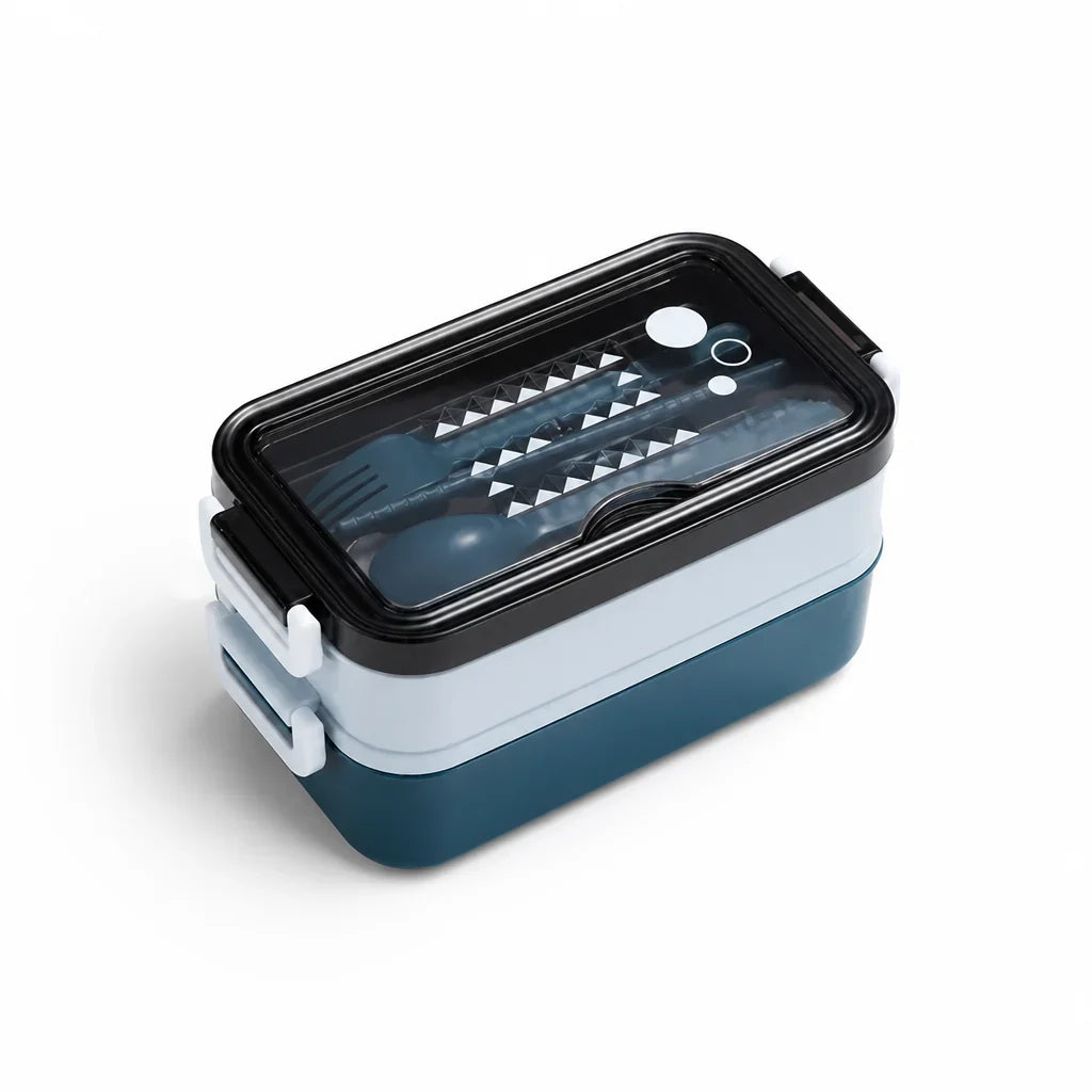 Lunchbox | Three-Compartment Double-Decker & Cutlery Included | 1.4L Capacity