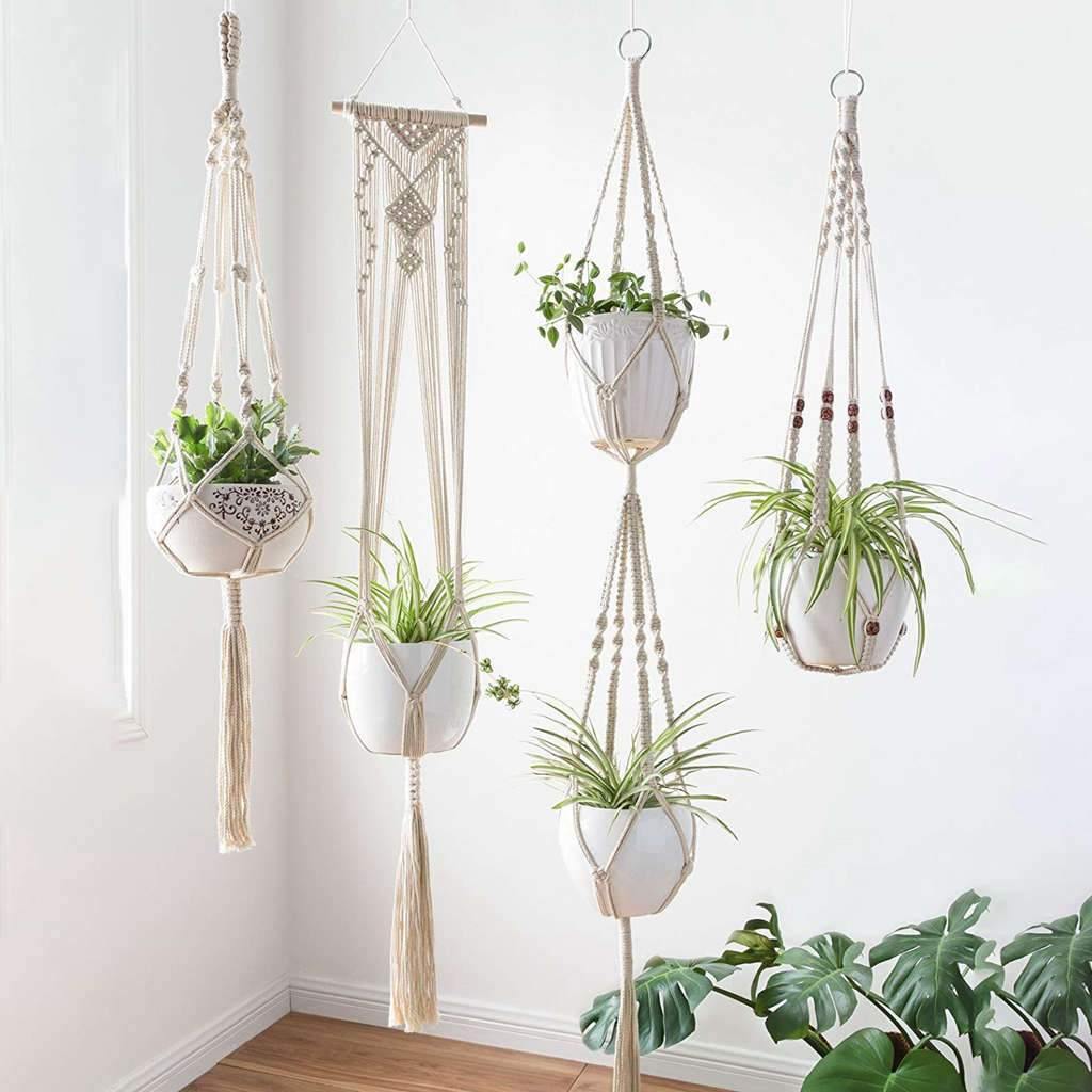 Macrame Plant Hangers | Handmade 100% Cotton | Set of 4