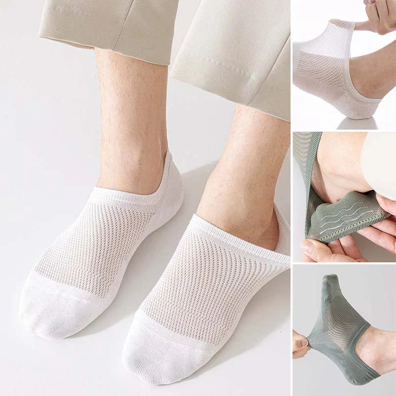 Mesh Socks | Moisture-Wicking, Antibacterial & Non-Slip Silicone Cuff | Plus Size