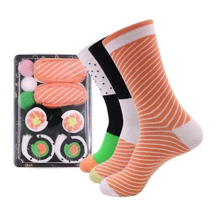 Mid-Calf Socks | Combed Cotton & Playful Food Designs | Set of 3