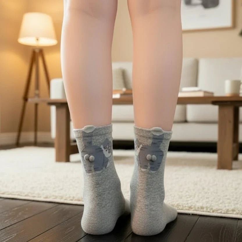 Mid-Calf Socks | Soft & Breathable Playful Cat Design | One Size Fits Most
