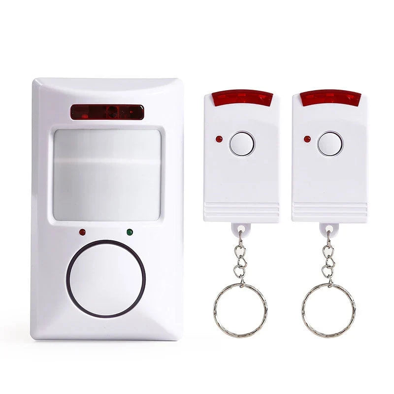 Motion Detector Alarm | Infrared Detection & 105 dB Siren | Includes Remote Controls