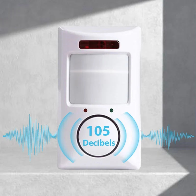 Motion Detector Alarm | Infrared Detection & 105 dB Siren | Includes Remote Controls