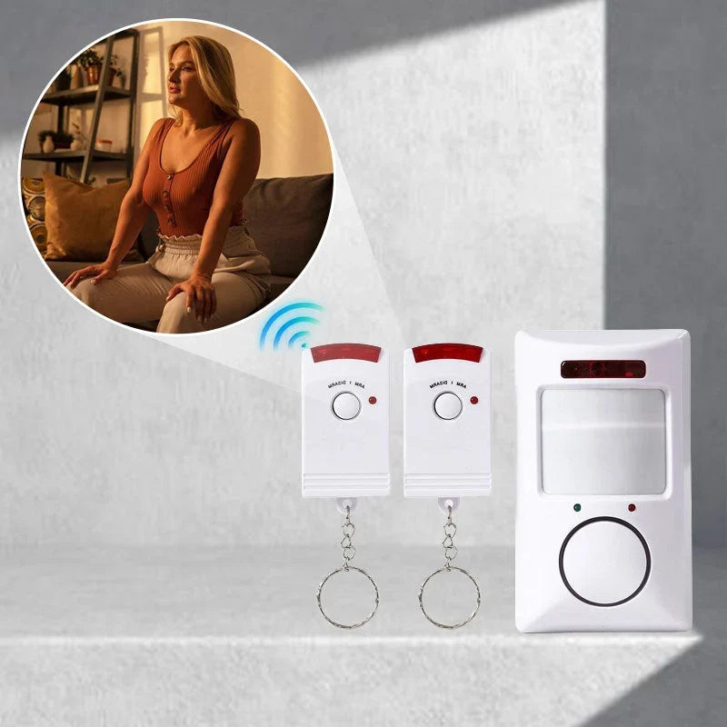Motion Detector Alarm | Infrared Detection & 105 dB Siren | Includes Remote Controls