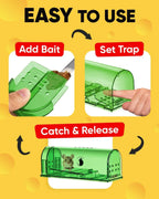 Mouse Trap Set | Humane Live-Catch & Touch-Free Release | Set of 4