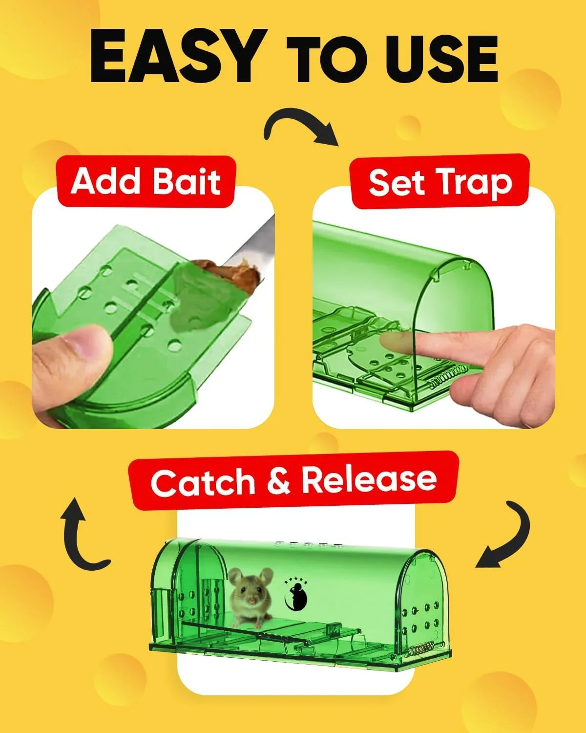 Mouse Trap Set | Humane Live-Catch & Touch-Free Release | Set of 4