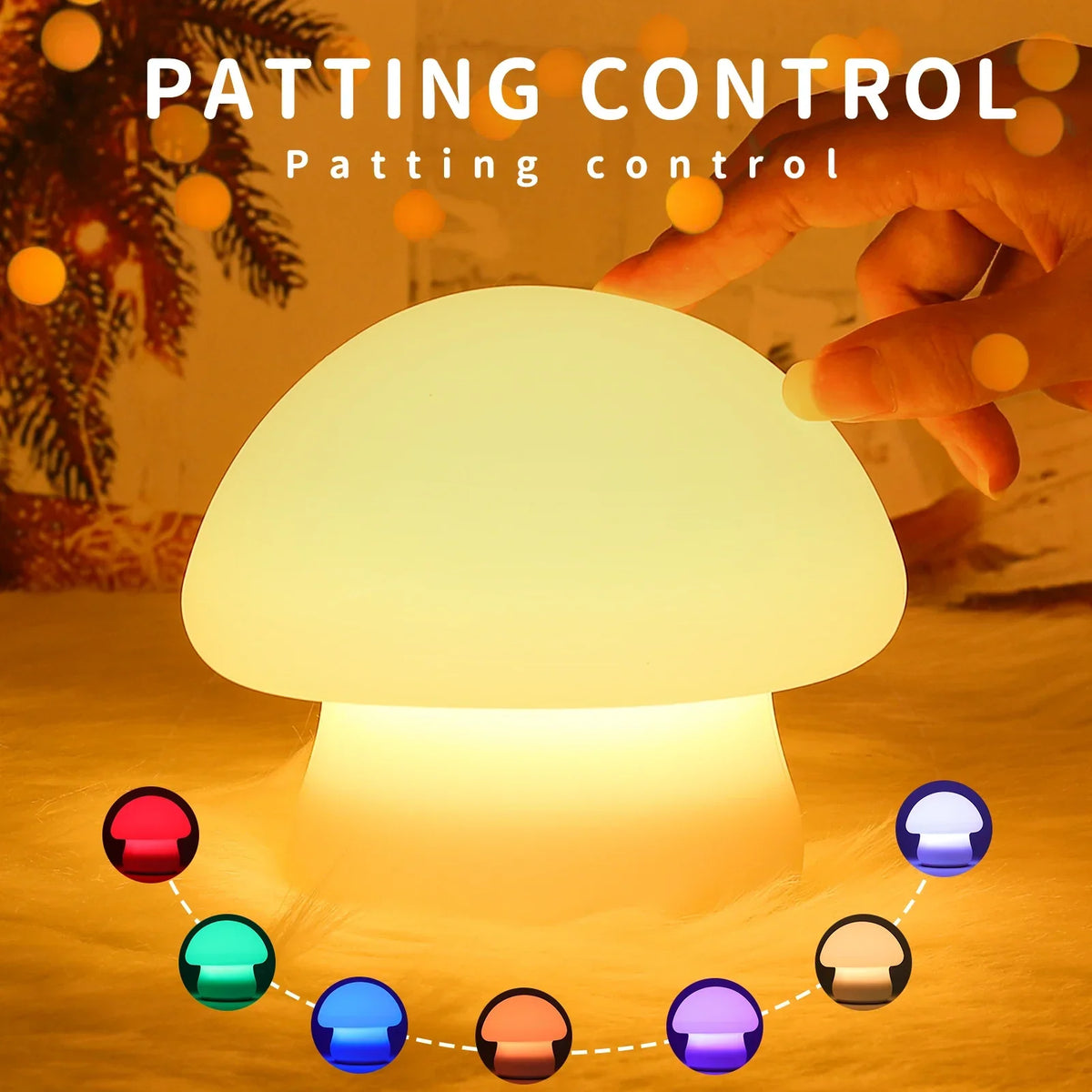 Mushroom Night Light | Multicolor LED & Dimmable USB Rechargeable