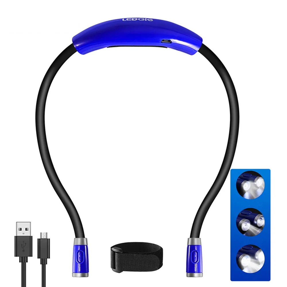 Neck Reading Lamp | Rechargeable LED & Flexible Gooseneck | 3 Brightness Levels
