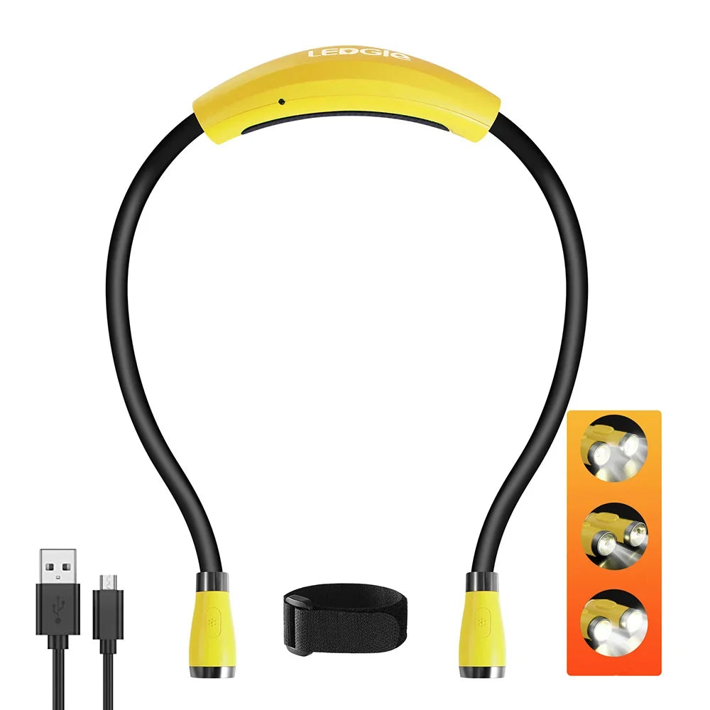 Neck Reading Lamp | Rechargeable LED & Flexible Gooseneck | 3 Brightness Levels