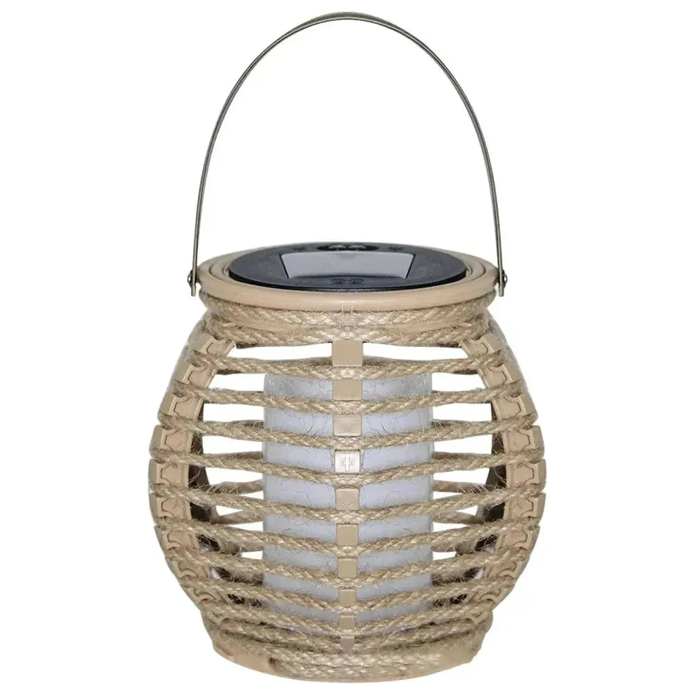 Outdoor Hanging Lantern | Solar-Powered Waterproof IP44 Handwoven Bamboo