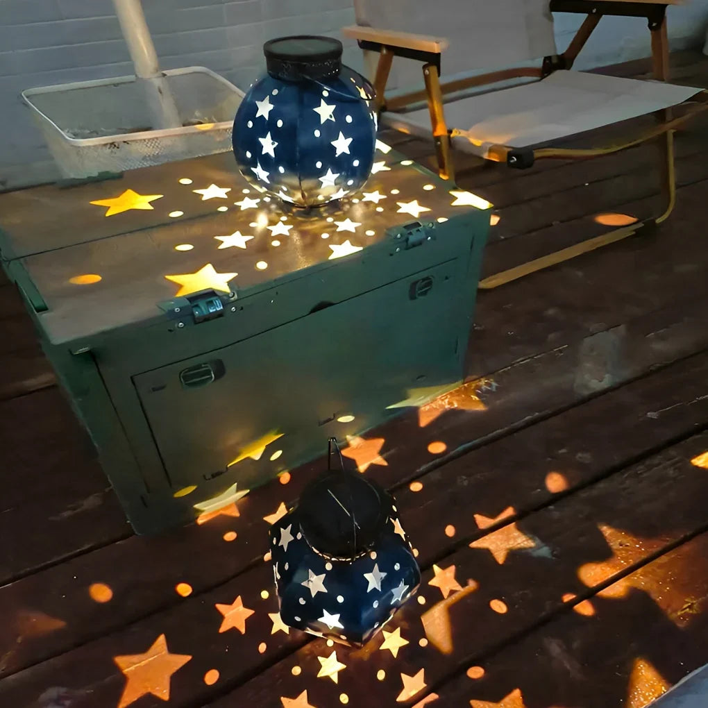 Outdoor Lantern | Solar Star Projection & Warm White LED