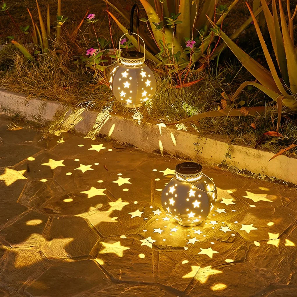 Outdoor Lantern | Solar Star Projection & Warm White LED
