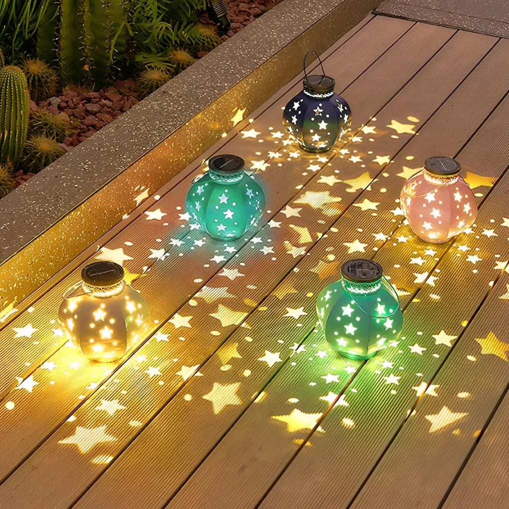 Outdoor Lantern | Solar Star Projection & Warm White LED