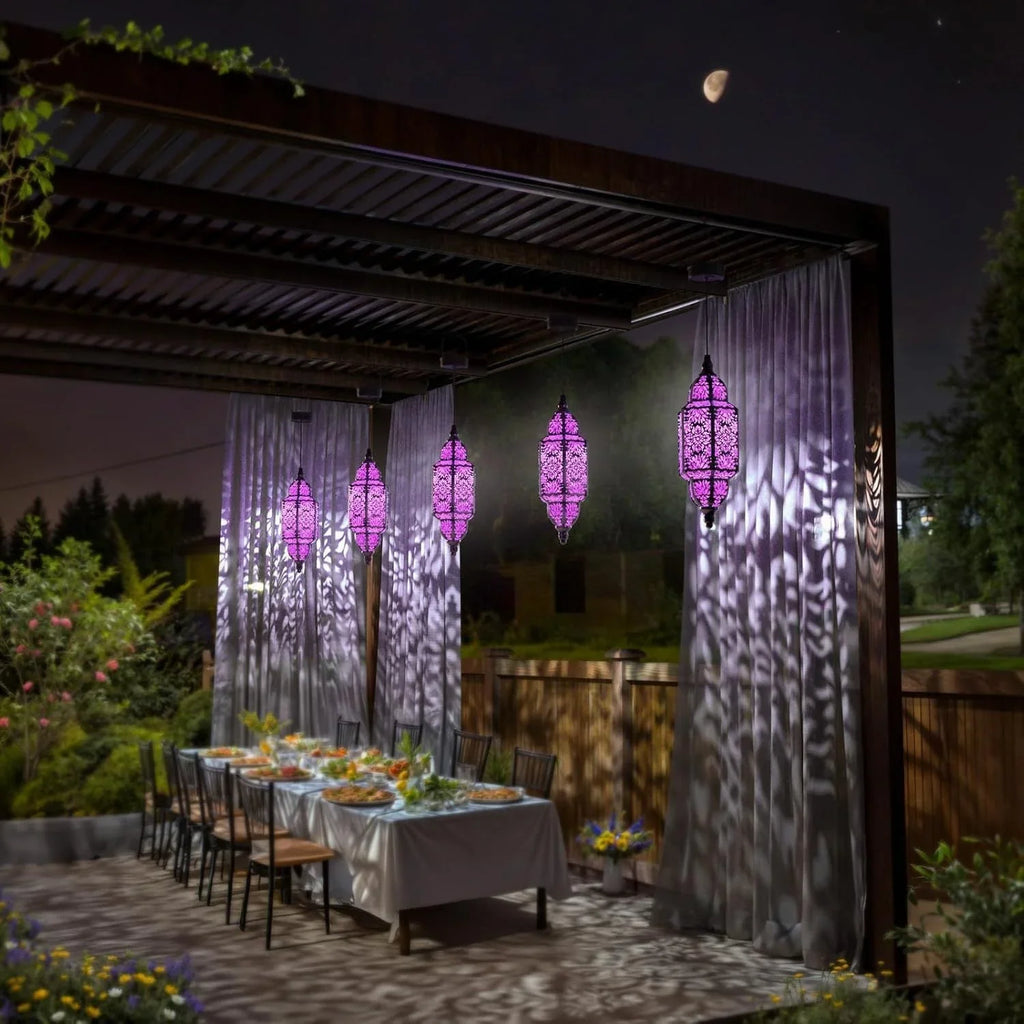 Outdoor Lantern | Vintage Floral Metal & Solar-Powered