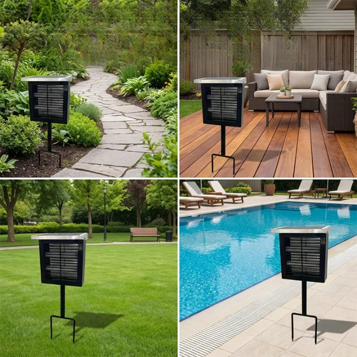 Outdoor Mosquito Zapper | Solar-Powered Dual UV Tubes | Ground Stake