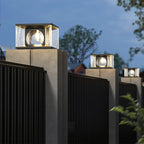 Outdoor Pillar Light | Metal & Glass Warm Glow | Solar/Hardwired
