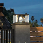 Outdoor Pillar Light | Metal & Glass Warm Glow | Solar/Hardwired