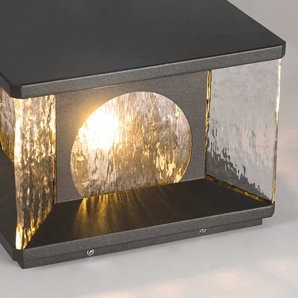 Outdoor Pillar Light | Metal & Glass Warm Glow | Solar/Hardwired