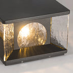 Outdoor Pillar Light | Metal & Glass Warm Glow | Solar/Hardwired