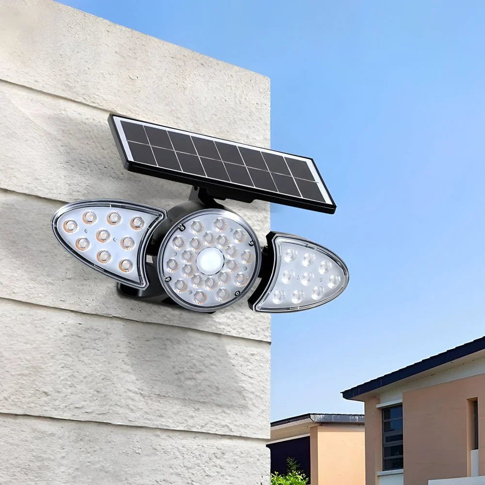 Outdoor Security Light | Solar-Powered & Motion-Activated | 3 Adjustable LED Heads