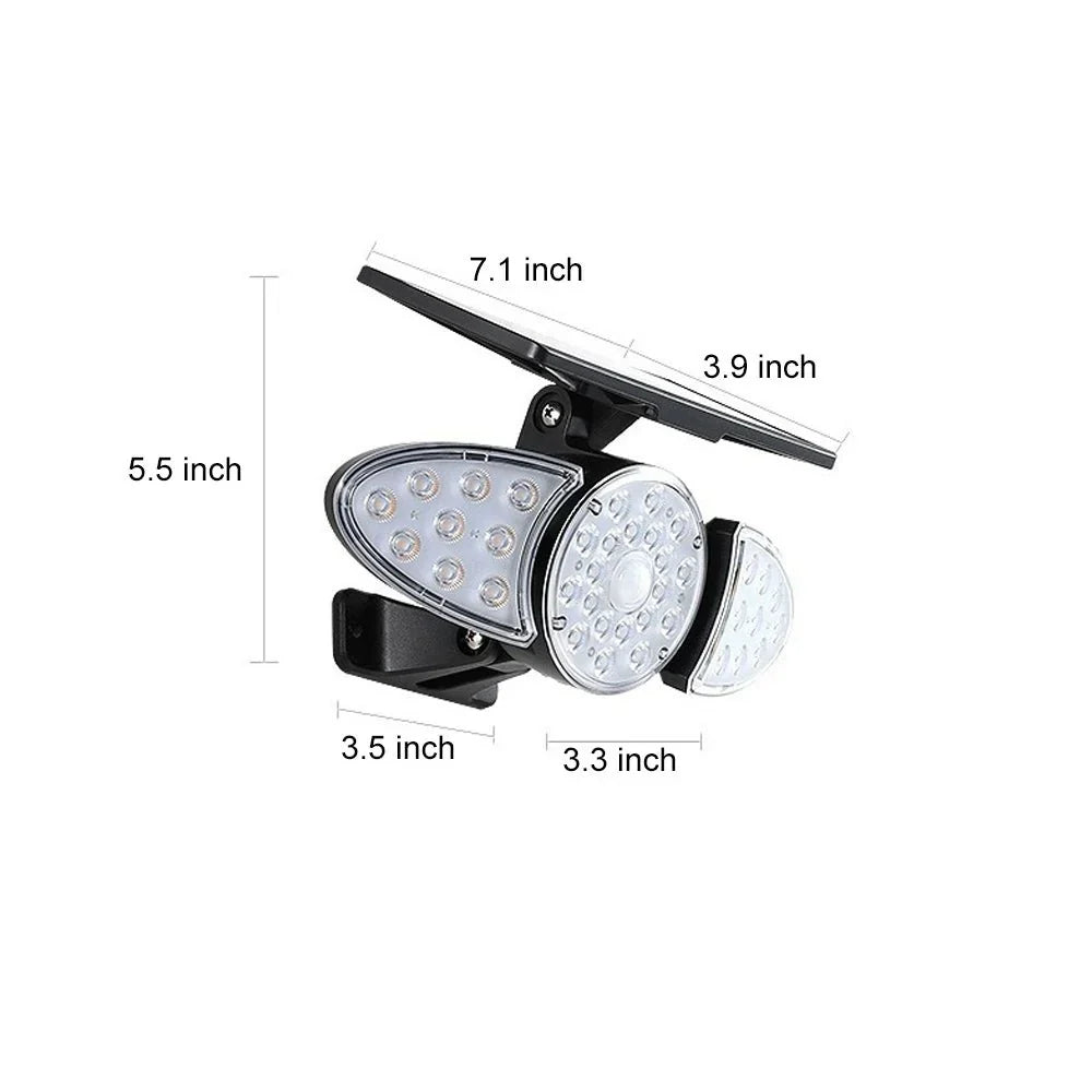 Outdoor Security Light | Solar-Powered & Motion-Activated | 3 Adjustable LED Heads