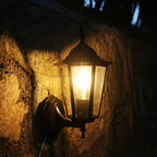 Outdoor Wall Light | Hexagonal Aluminum & Frosted Glass | Hardwired E26 Socket
