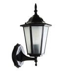 Outdoor Wall Light | Hexagonal Aluminum & Frosted Glass | Hardwired E26 Socket