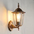 Outdoor Wall Light | Hexagonal Aluminum & Frosted Glass | Hardwired E26 Socket