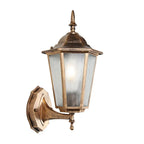 Outdoor Wall Light | Hexagonal Aluminum & Frosted Glass | Hardwired E26 Socket