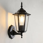 Outdoor Wall Light | Hexagonal Aluminum & Frosted Glass | Hardwired E26 Socket