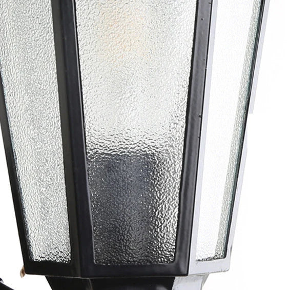 Outdoor Wall Light | Hexagonal Aluminum & Frosted Glass | Hardwired E26 Socket