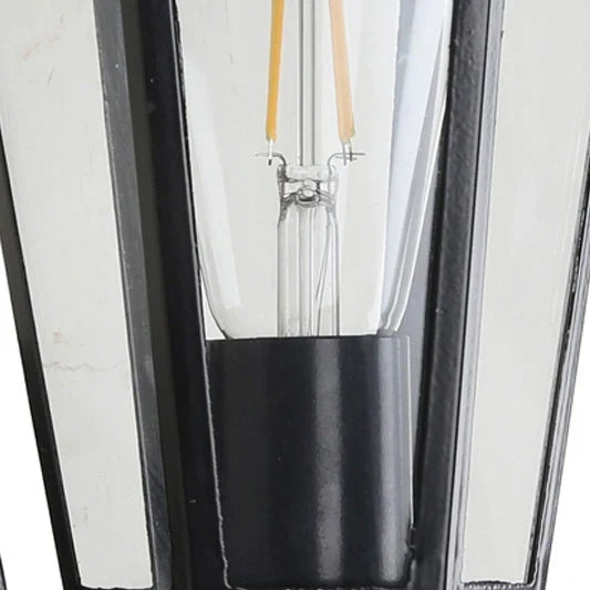 Outdoor Wall Light | Hexagonal Aluminum & Frosted Glass | Hardwired E26 Socket
