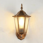Outdoor Wall Light | Hexagonal Aluminum & Frosted Glass | Hardwired E26 Socket