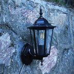Outdoor Wall Light | Hexagonal Aluminum & Frosted Glass | Hardwired E26 Socket