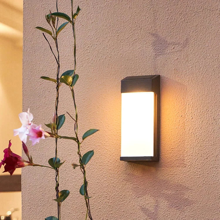Outdoor Wall Light | Solar-Powered LED & Frosted Glass