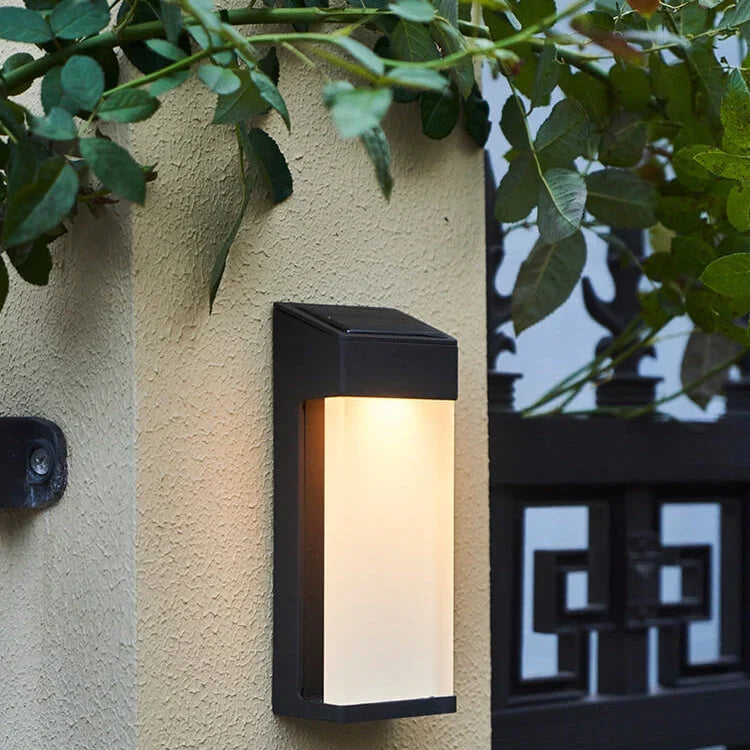 Outdoor Wall Light | Solar-Powered LED & Frosted Glass
