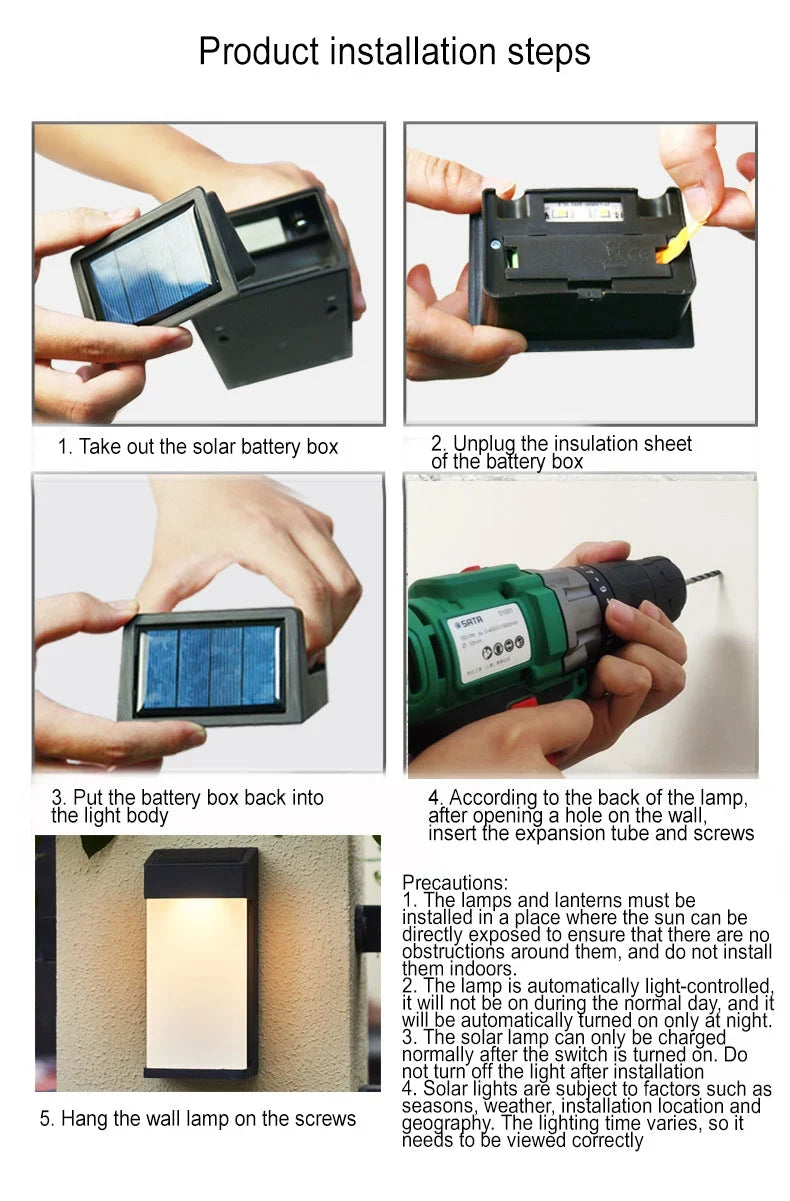Outdoor Wall Light | Solar-Powered LED & Frosted Glass
