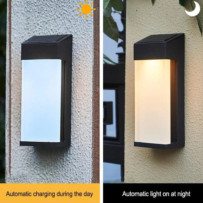 Outdoor Wall Light | Solar-Powered LED & Frosted Glass
