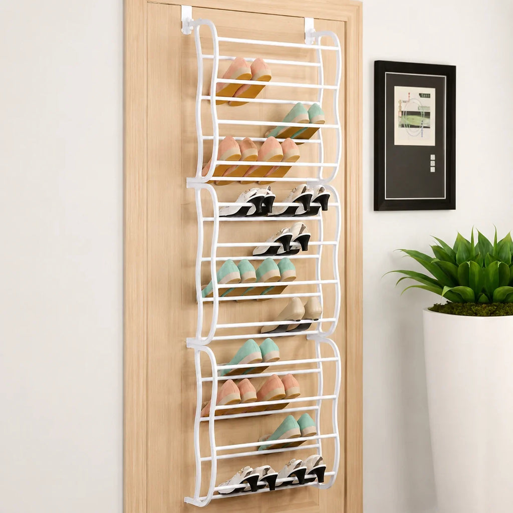 Over-The-Door Shoe Rack | Drill-Free & Angled Shelves | Holds Up To 36 Pairs