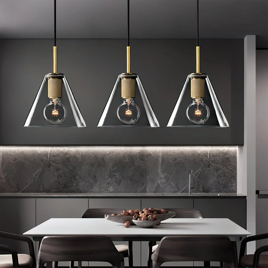 Pendant Lamp | Brass & Glass Hardwired & Dimmer-Compatible
