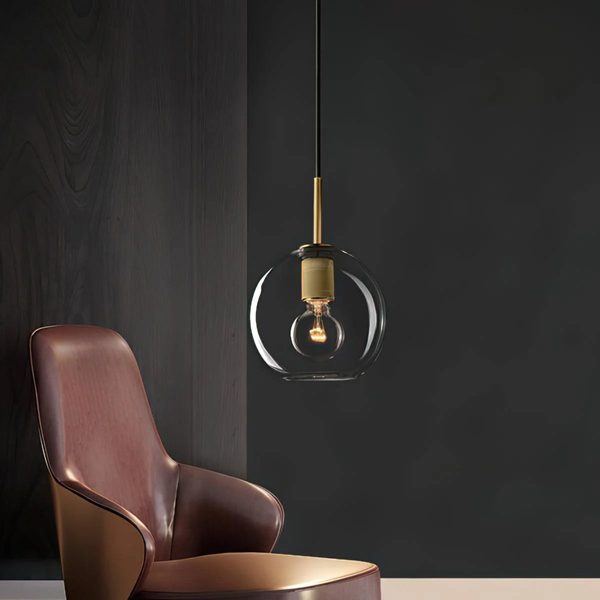 Pendant Lamp | Brass & Glass Hardwired & Dimmer-Compatible