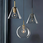 Pendant Lamp | Brass & Glass Hardwired & Dimmer-Compatible
