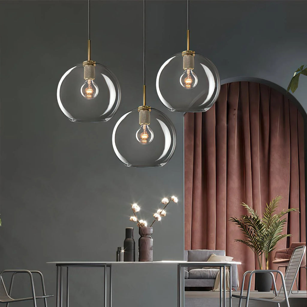 Pendant Lamp | Brass & Glass Hardwired & Dimmer-Compatible