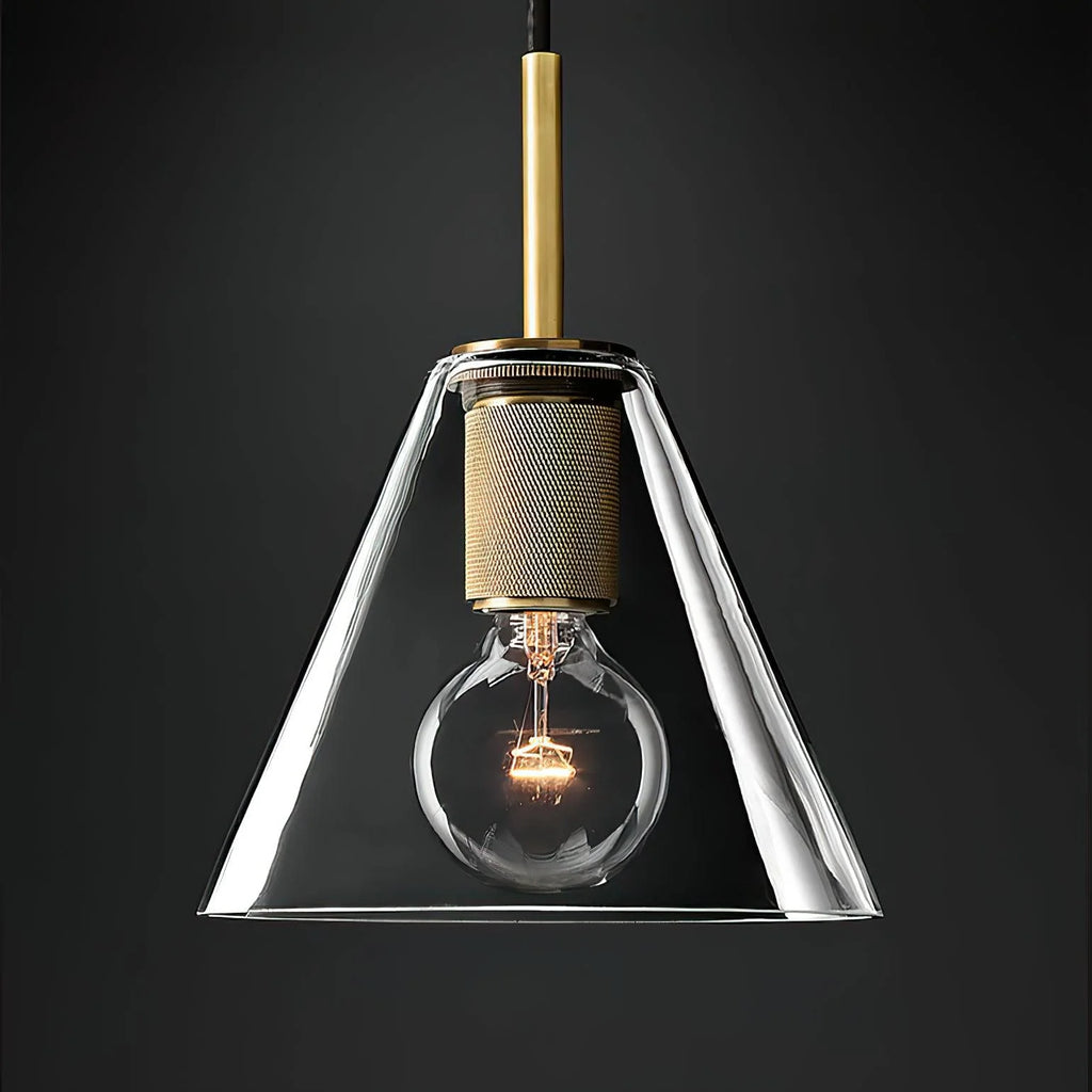 Pendant Lamp | Brass & Glass Hardwired & Dimmer-Compatible