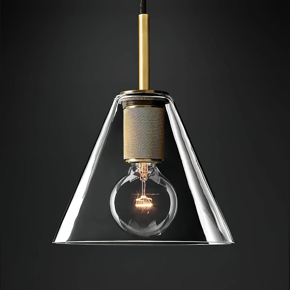 Pendant Lamp | Brass & Glass Hardwired & Dimmer-Compatible