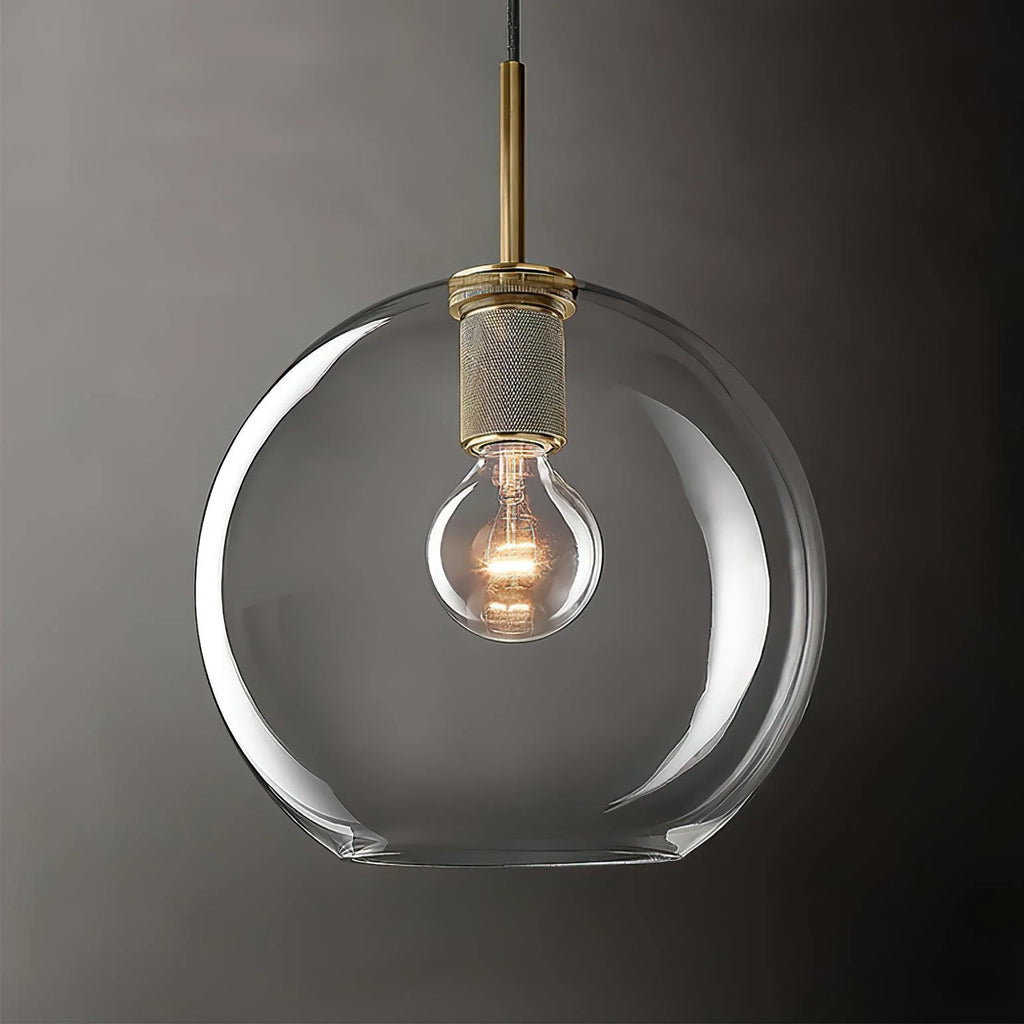 Pendant Lamp | Brass & Glass Hardwired & Dimmer-Compatible