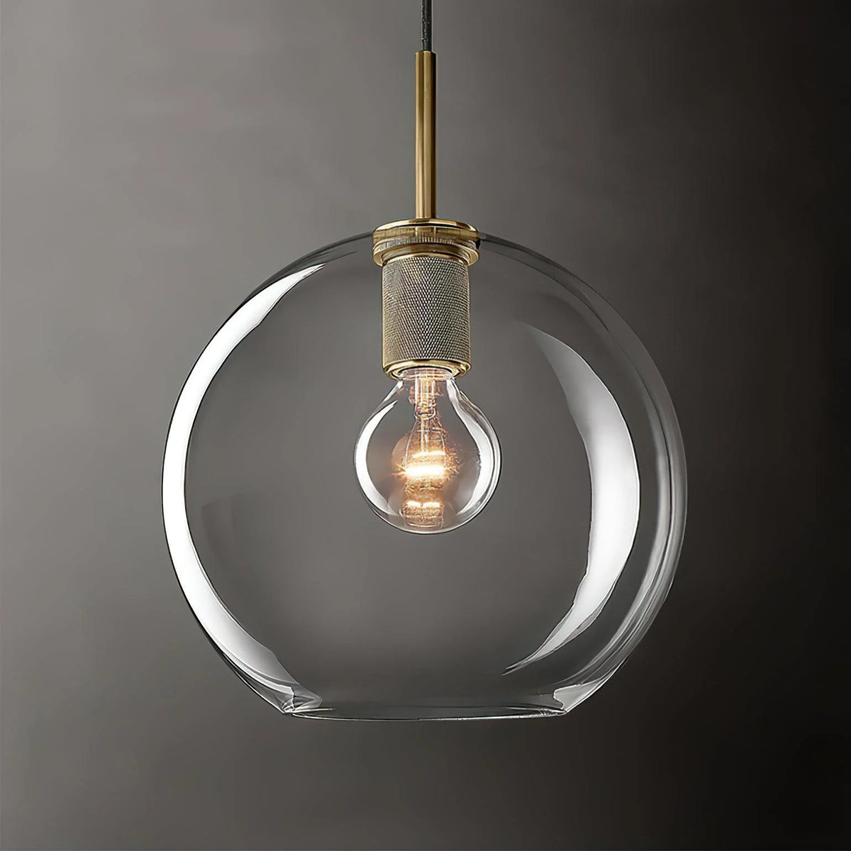 Pendant Lamp | Brass & Glass Hardwired & Dimmer-Compatible