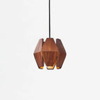 Pendant Lamp | Geometric Wood Shade & Metal Fixture | Dimmer Compatible
